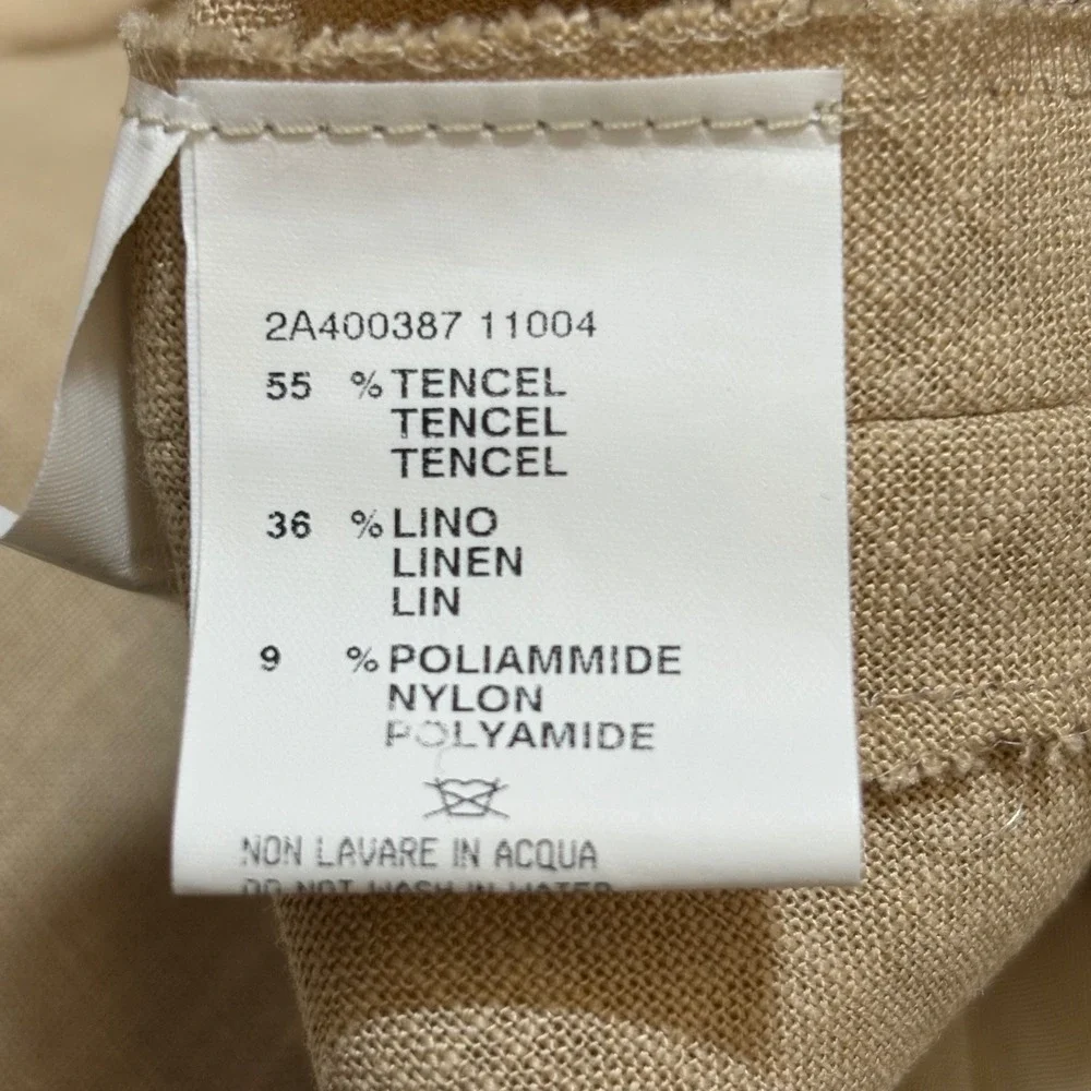 Faconnable Womens 12 Linen Blend A-Line Midi Skirt Beige Made in Italy NWT